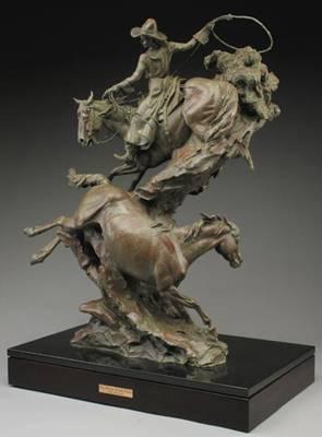 Sample artwork by Curt Mattson (Born 1956), known for cowboy art-painting and sculpture - View similar artists and auction records